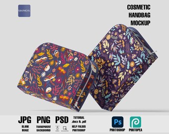 Sublimation Cosmetic Pouch Mockup: Rectangle PSD Template
