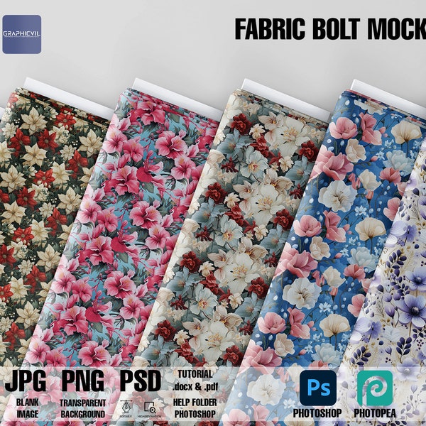 Fabric Bolt Mockup: Pattern Design Presentation (PSD)