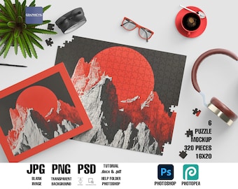 16x20 Puzzle Mockup: 320 Piece Jigsaw PSD Template (Digital Download)