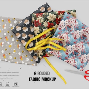 Folded Fabrics Mockup | fabric, folded fabric mockup, pattern mockup, pattern template, fabric, wrapped cloth, wrapped fabric mockup, white