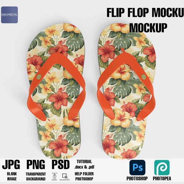 Flip flops Mockup, 1 PSD, Sandal mockup, beach footwear mockup, thong sandals mockup, slipper mockup, summer footwear mockup, open-toe shoes