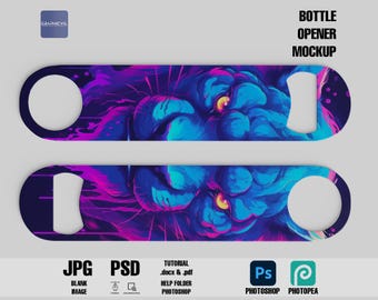 Metal Bottle Opener Mockup: Sublimation PSD Template