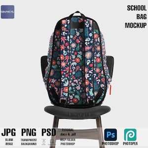 Sublimation backpack mockup, sublimation book bag mockup, sublimation bag mockup, back to school bookbag mockup, School back pack mockup PSD