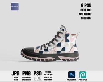 High Top Sneakers Mockup: 6 PSD Schuh Vorlagen