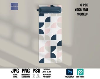 Yoga Mat Mockup, 6 PSD Files (Digital Download)