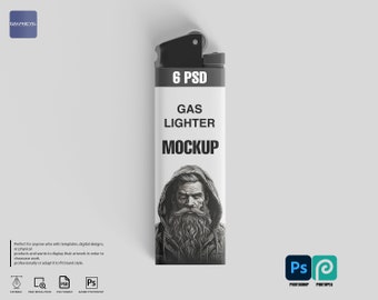 Gas Lighter PSD Mockup, Branding Template (6000x4000, 300dpi)