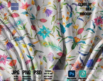 Floral Silk Fabric Mockup: Customizable PSD Template