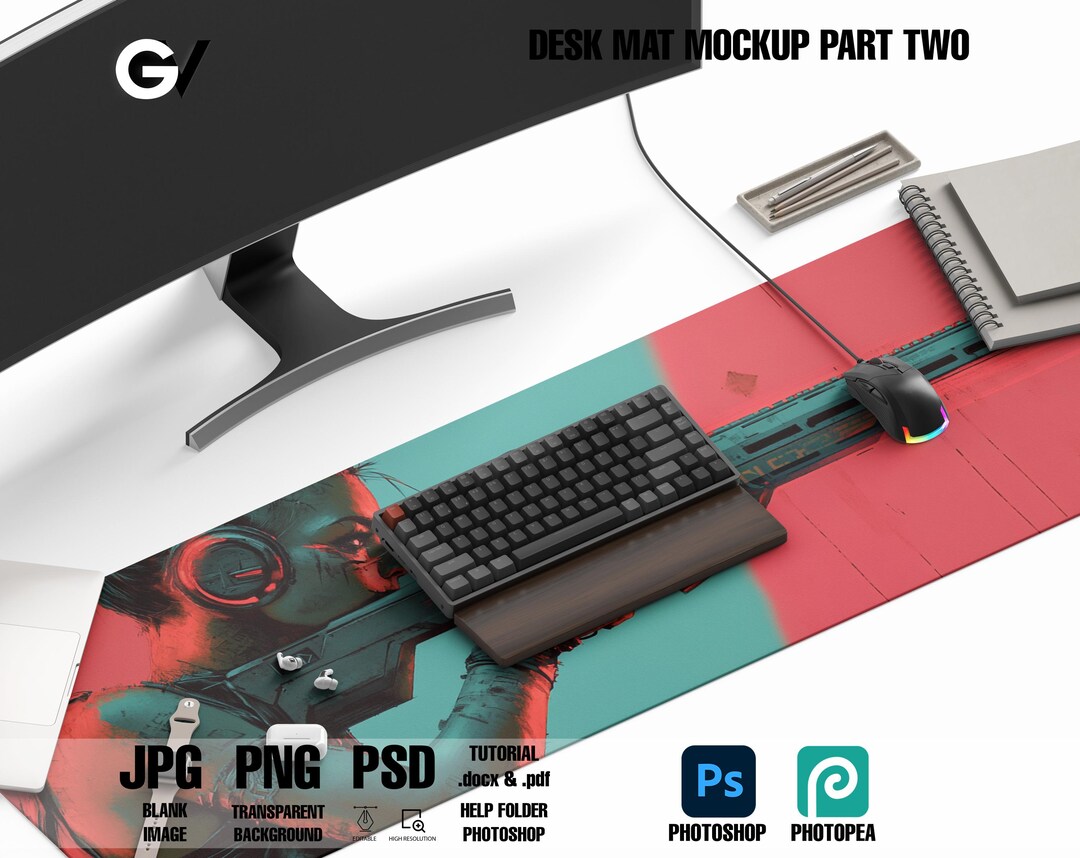 Desk Mat Mockup, 1 PSD Fully Editable, Desk Mat PSD Template, Desk Mat ...