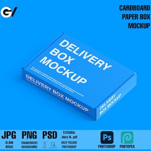 Cardboard Paper Box mockup, Paper Box mockup, Gift box mockup, Delivery box mockup, Postage Box mockup, Mailer Box mockup, Box mockup, Boxes