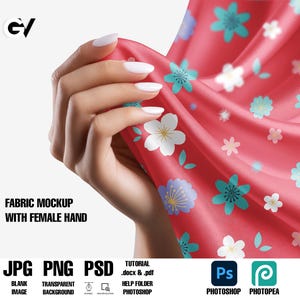 Stoff-Mockup mit Hand: Realistischer gefalteter Stoff (PSD Template)