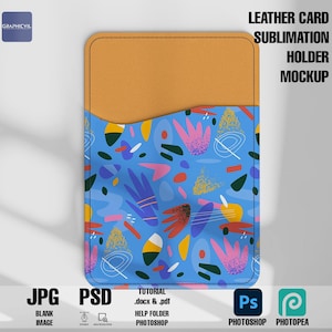 Sublimation leather credit card holder mockup, Leather card caddy mockup, Sublimation card holder mockup, Credit card holder mockup Card PSD