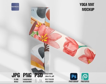 Yoga Mat Mockup: Customizable PSD Template (6000x4000 300dpi)