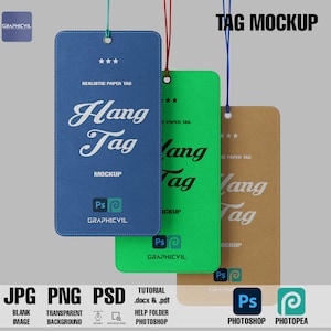 Hang tag mockup, Hangtag mockup, Label mockup, Price tag mockup, Discount tag mockup, Tag template mockup, tag mockup PSD, emblem PSD mockup