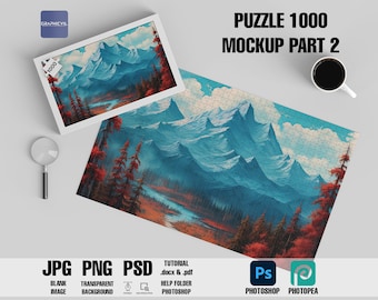 Dye sublimation 1000 piece Puzzle Mockup 1 PSD , 25x40 pieces, Puzzle Mockup, Jigsaw Design Template, Puzzle design mockup Puzzle piece 1000