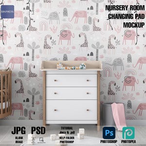 Nursery room Changing Pad Mockup, Nursery room mockup, kid room mockup, wall mockup, changing pad mockup, baby pad mockup, infant room PSD