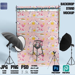 Backdrop Stand studio mockup, Stupid backdrop mockup, Backdrop set mockup, Banner mockup, Product banner stand, Portable backdrop mockup