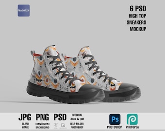 High Top Sneakers Mockup: 6 PSD Schuh Vorlagen