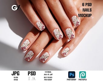Nail Art Mockup PSD Bundle: 6 Hand Model Photoshop Templates