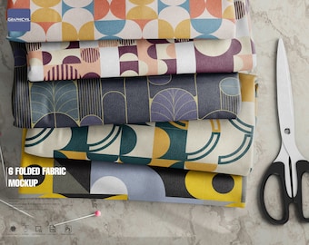 Folded Fabrics Mockup | fabric, folded fabric, pattern mockup, pattern template, fabric, wrapped cloth, wrapped fabric mockup, mapped fabric
