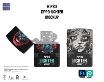 Zippo Lighter PSD Mockup, Customizable Design Template