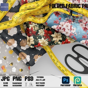 Folded Fabrics Mockup | fabric, folded fabric mockup, pattern mockup, pattern template, fabric, wrapped cloth, wrapped fabric mockup, white