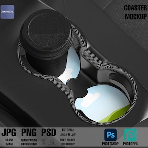 Dye Sublimation Car Coaster Mockup: PSD Template (6000x4000)