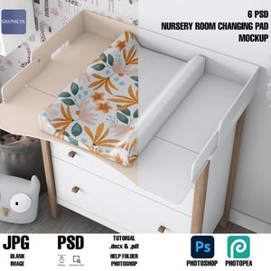 Nursery room Changing Pad Mockup, Nursery room mockup, kid room mockup, wall mockup, changing pad mockup, baby pad mockup, infant room PSD
