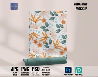 Yoga Mat Mockup: Customizable PSD Template (6000x4000 300dpi)