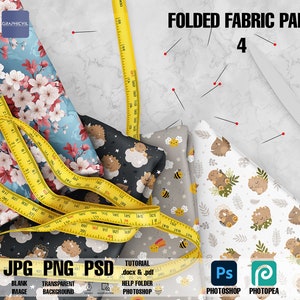 Folded Fabrics Mockup | fabric, folded fabric mockup, pattern mockup, pattern template, fabric, wrapped cloth, wrapped fabric mockup, white