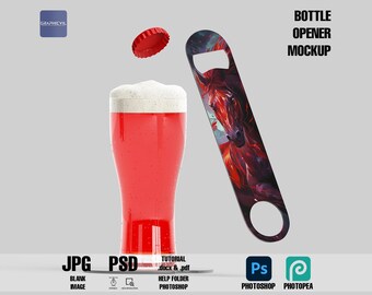 Sublimation Bottle Opener Mockup: Metal PSD Template