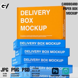 Cardboard Paper Box mockup, Paper Box mockup, Gift box mockup, Delivery box mockup, Postage Box mockup, Mailer Box mockup, Box mockup, Boxes