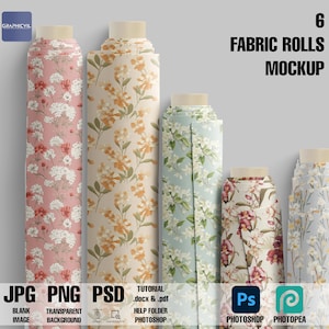 Fabric Rolls Mockup: Personalisierbar PSD, 6000x4000 (Digitales Produkt)