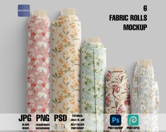 Maqueta de rollos de tela: PSD personalizable, 6000x4000 (Producto digital)