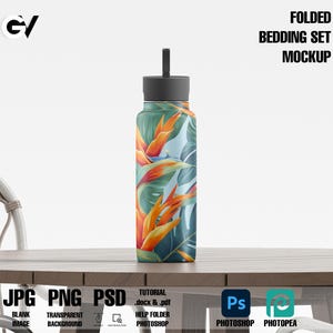Maqueta de botella de agua de boca ancha de 18 oz, maqueta de vaso Ironflask, maqueta de vaso, maqueta de piel de vaso, maqueta de piel, maqueta de botellas de agua, PSD