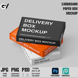Cardboard Paper Box mockup, Paper Box mockup, Gift box mockup, Delivery box mockup, Postage Box mockup, Mailer Box mockup, Box mockup, Boxes