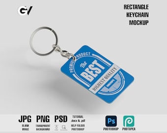 Rectangle Keychain Mockup: Dye Sublimation PSD Template