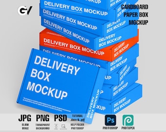Cardboard Box Mockup: Delivery & Gift Box (PSD)