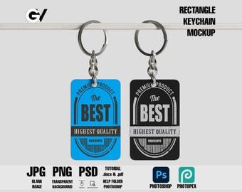 Rectangle Keychain Mockup: Dye Sublimation PSD Template