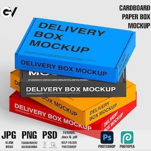Cardboard Paper Box mockup, Paper Box mockup, Gift box mockup, Delivery box mockup, Postage Box mockup, Mailer Box mockup, Box mockup, Boxes