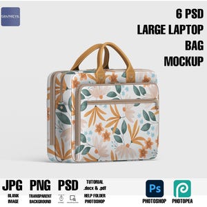 Large laptop bag mockup, laptop bag mockup, shoulder bag mockup, briefcase mockup, laptop case mockup, laptop sleeve mockup, laptop bag PSD