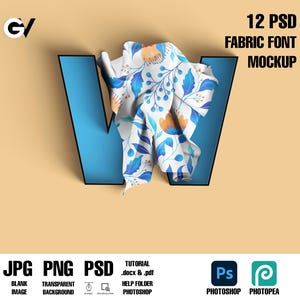 Maqueta de fuente de tela: letra grande cubierta con un tejido, tela o material realista; archivo PSD de alta calidad para marca, diseño y conjunto de archivos PSD