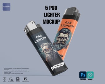 Gas Lighter PSD Mockup, Customizable Label Design