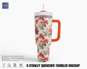 40oz Tumbler Mockup: Stanley Quencher, Vinyl Decal (PSD)