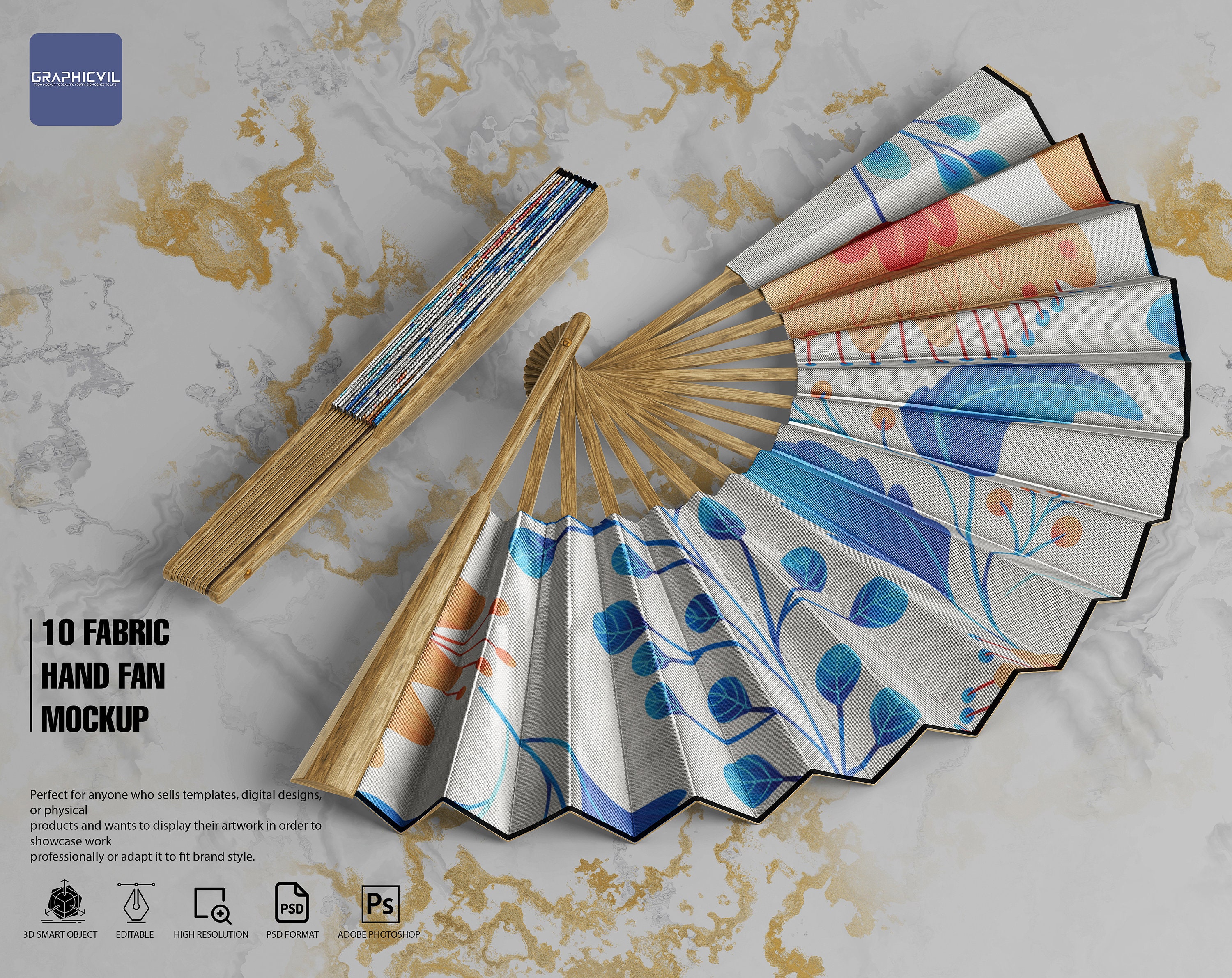 Fabric Hand Fan Mockup Fabric Mockup, Hand Fan Mockup, Fan Mockup, Handheld Fan Mockup, Cloth