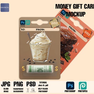 Money Gift Card Mockup, gift card, gift card mockup, money voucher mockup, gift card PSD, gift card template mockup cash card mockup