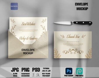 Elegante modello di busta: design di inviti e biglietti (PSD)