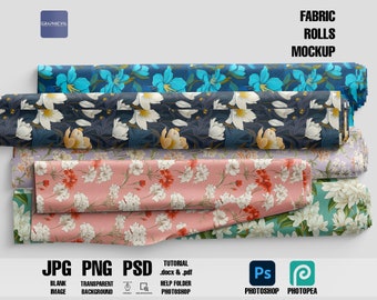 Maqueta de rollos de tela: Patrón textil personalizable (PSD)