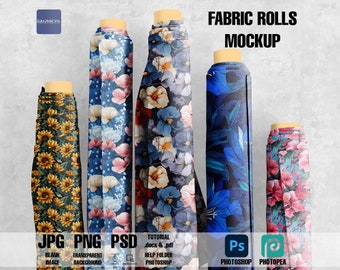 Maqueta de rollos de tela, presentación de diseño textil (PSD)