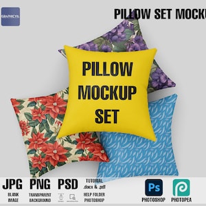 Pillow Set Mockup: Customizable PSD Template