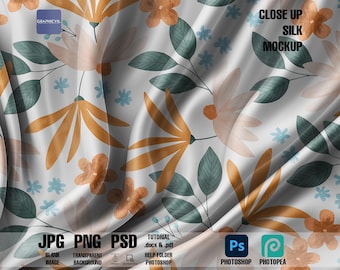 Silk Fabric Mockup: Floral Pattern, Customizable PSD (Digital Download)
